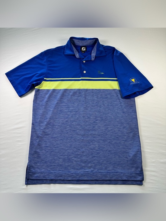 FootJoy Other - FootJoy Presidents Cup Golf Polo Shirt Mens M Blue Neon Yellow Performance